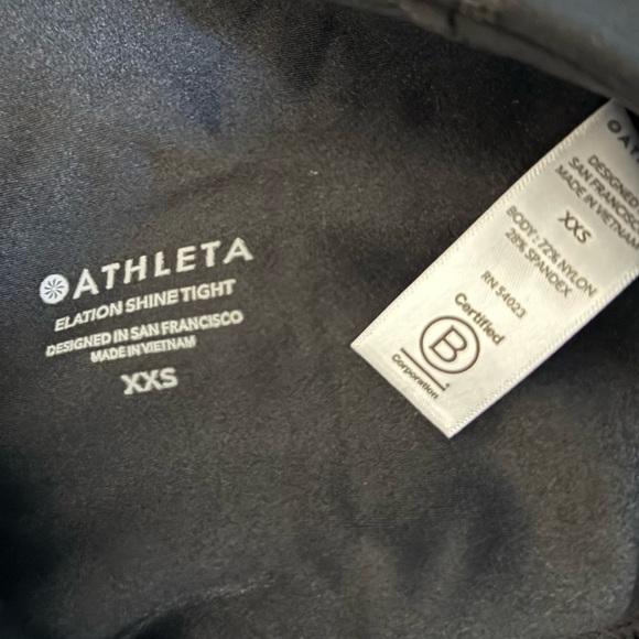 Athleta Elation Shine Tight Leggings Black XXS | High Rise, Shiny Finish - Picture 4 of 4